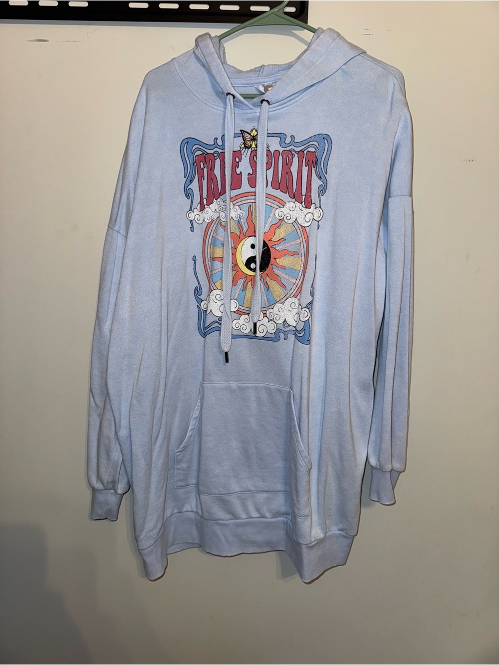 Light Blue "Free Spirit" Graphic Hoodie dress